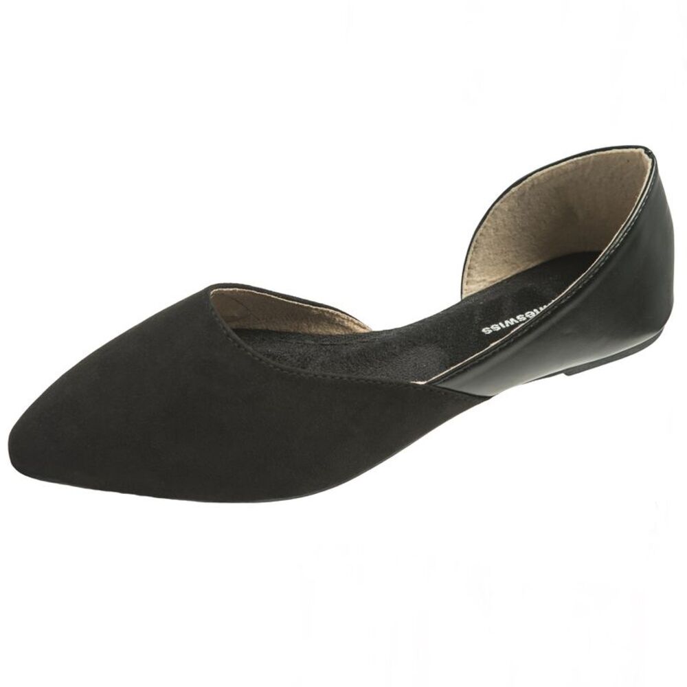 Alpine Swiss Anya Womens D’Orsay Pointed Toe Ballet Flats Dressy Slip On Shoes